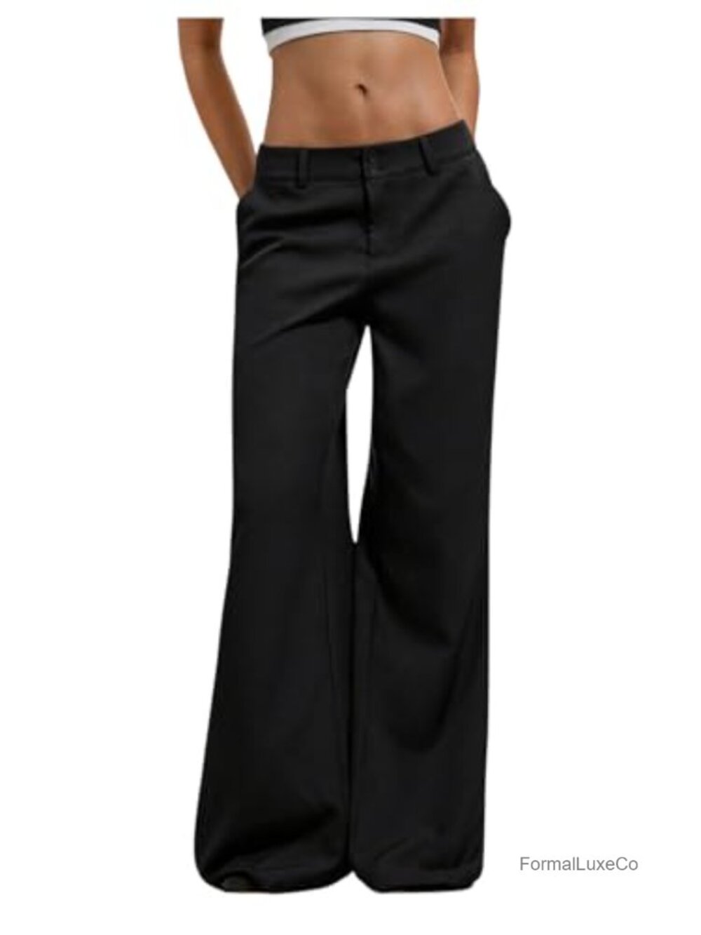 GORGLITTER Women's Low Rise Wide Leg Dress Pants Business Casual Trousers
